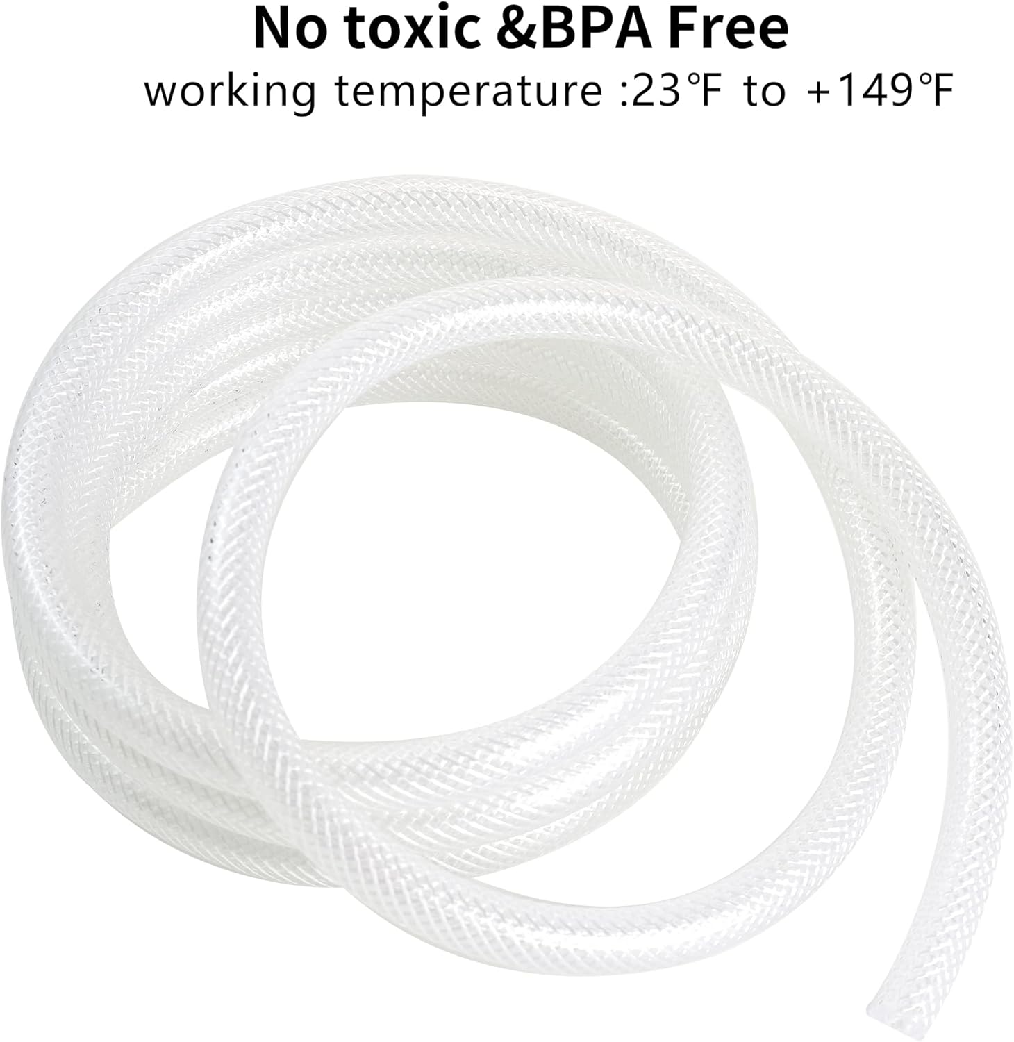 3/8’’ ID × 19/32’’ OD - 100 ft Clear Braided Hose Plastic Vinyl Tubing, High Pressure Flexible Reinforced PVC Tube for Transfer Water Air Oil, BPA Free & Non-Toxic