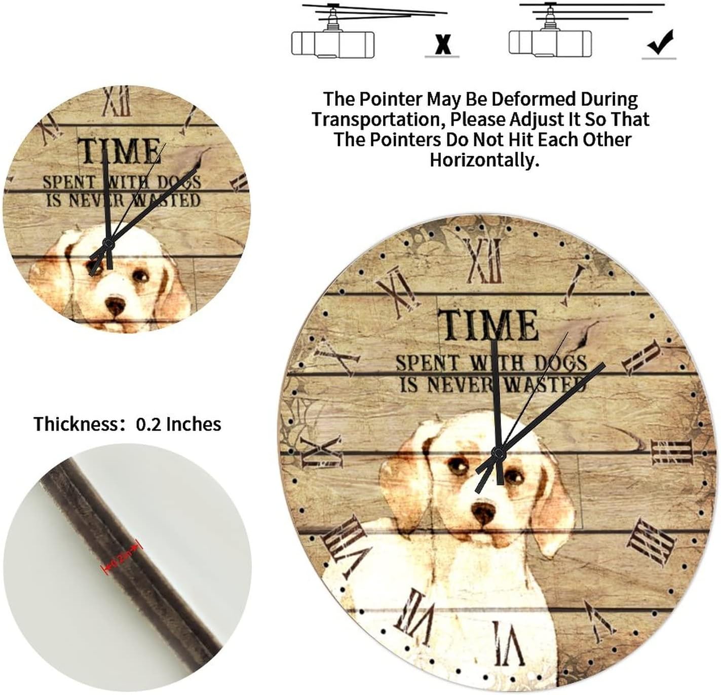 10in Hanging Clock Labrador Retriever Dog Owner Wooden Wall Clock Funny Dog Sayings Coastal Style Whisper Quiet Battery Operated Animal Novelty Popular Wall Decor for Home Living Room Condo Balcony image 3