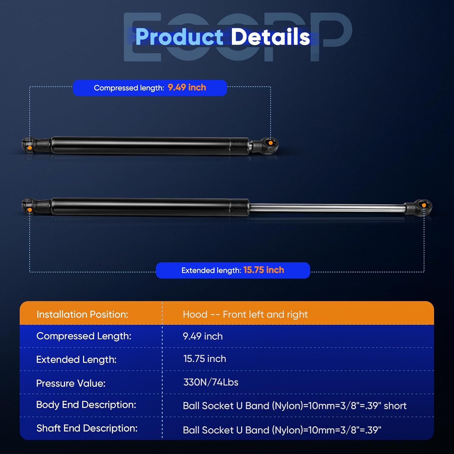 ECCPP Lift Support Hood Replacement Struts Gas Springs Fit for BMW 323i for BMW 328i for BMW 328i xDrive for BMW 328xi for BMW 330i for BMW 335d for BMW 335i for BMW 335i xDrive 2006-2013 Set of 2