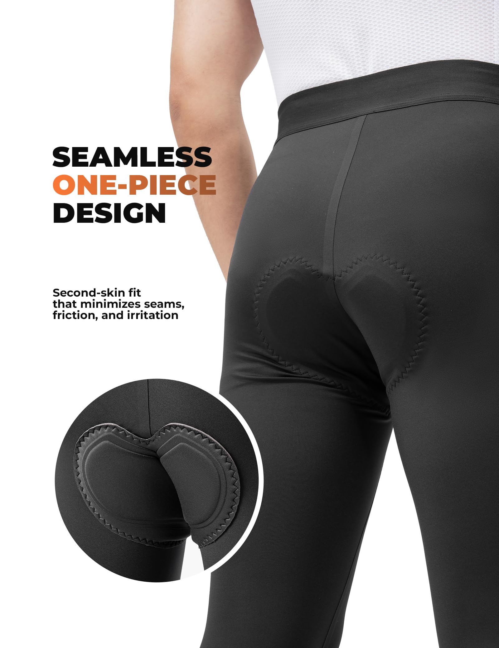 ROCKBROS Pantaloni da Ciclismo Lunghi Uomo Estivo con Fondello Senza Cuciture, Pantaloni Bici Imbottiti Traspirante Elastico e Asciugatura Rapida, per MTB Bici da Strada Bicicletta, Nero
