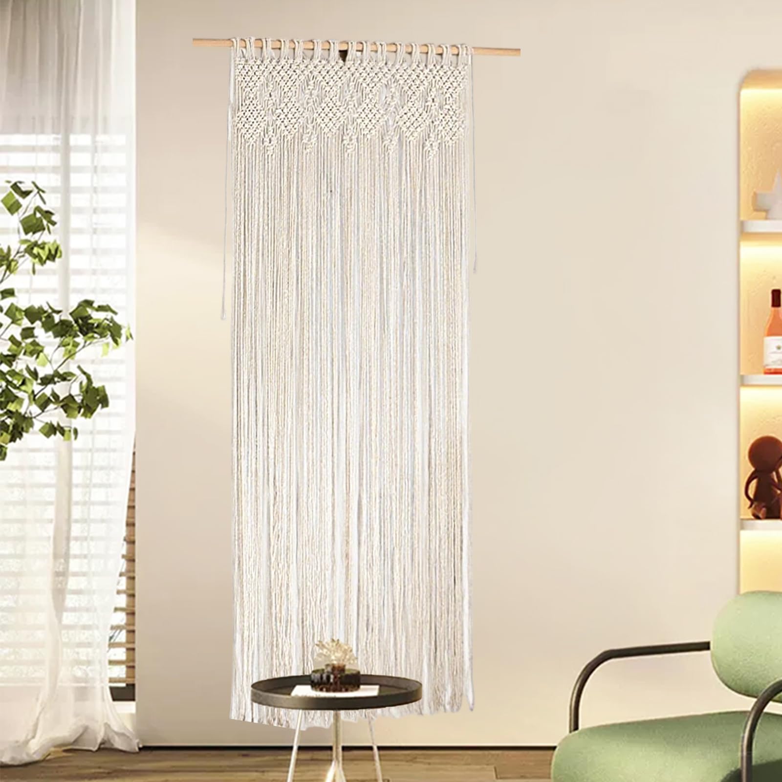 OUGPIU Rideau Bohème en Macramé,80x200cm Tenture Murale Rideau de Porte,Tapisserie de Fenêtre En Coton Tissé à la Main,pour Séparateur de Pièce,Chambre Salon,Fond de Mariage,Décoration D'intérieur