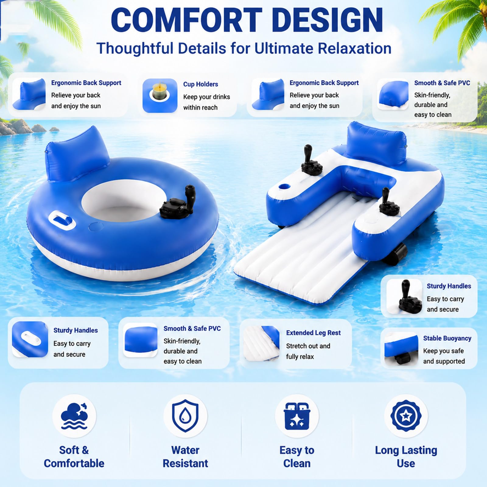 Galleggiante Gonfiabile per Lago e Piscina B | Lettino Piscina Adulto | Lago e Vacanze Estive | Relax e Divertimento Acquatico all’Aperto