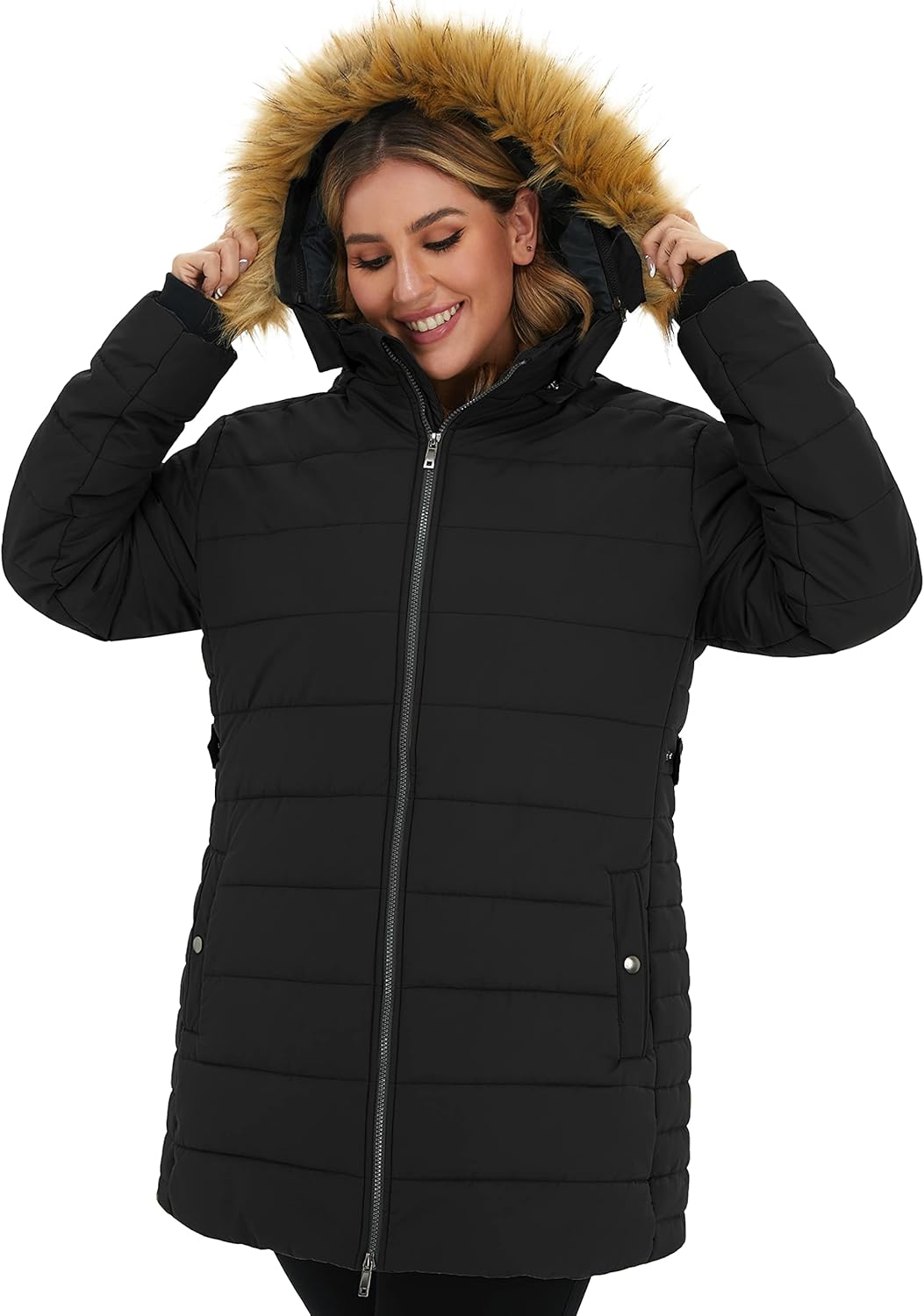 Soularge Women's Plus Size Winter Thicken Puffer Coat with Detachable Hood - Image 2