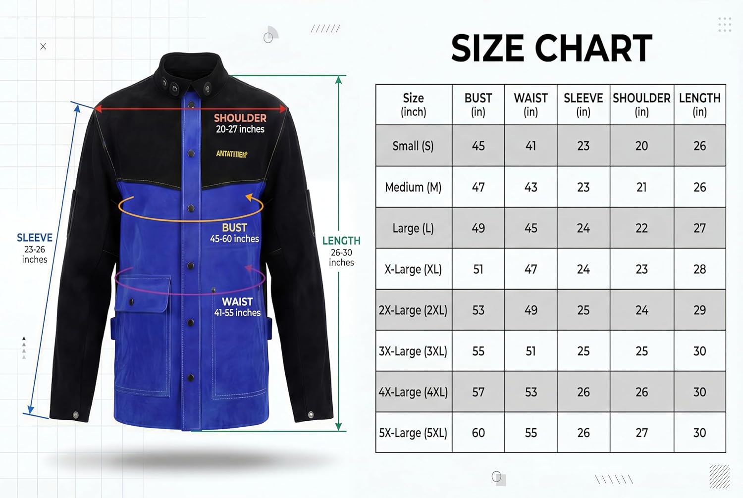 ANTAITHER Leather Welding Jacket - Exceptional Heat and Flame Protection, Heavy-Duty Coat - Image 6