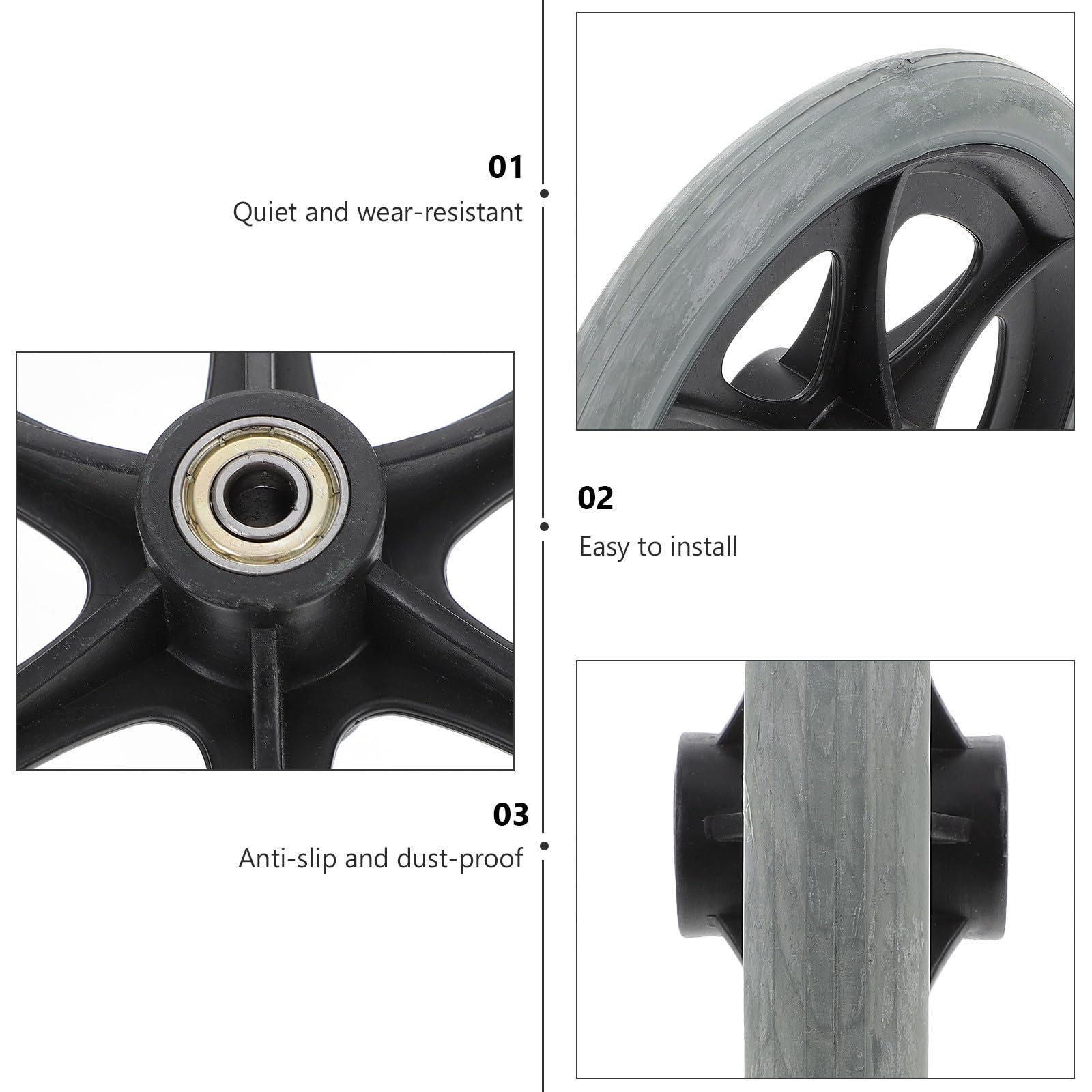 BESPORTBLE Rueda Delantera ABS PVC Acero Repuesto, para Silla de Ruedas