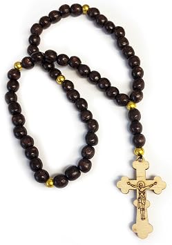 ATAZUA Religious Gifts Made in Ukraine Wooden Prayer Beads 11 Inch Rosary with Budded Cross Crucifix