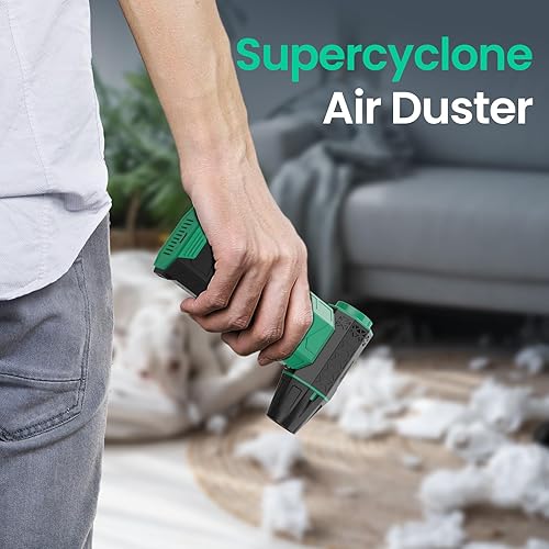 Miniatura 5 de Plumero de aire eléctrico mejorado, 130000 RPM engranaje ajustable de aire comprimido, 2 baterías extraíbles de 4000 mAh, kit de limpieza eléctrica