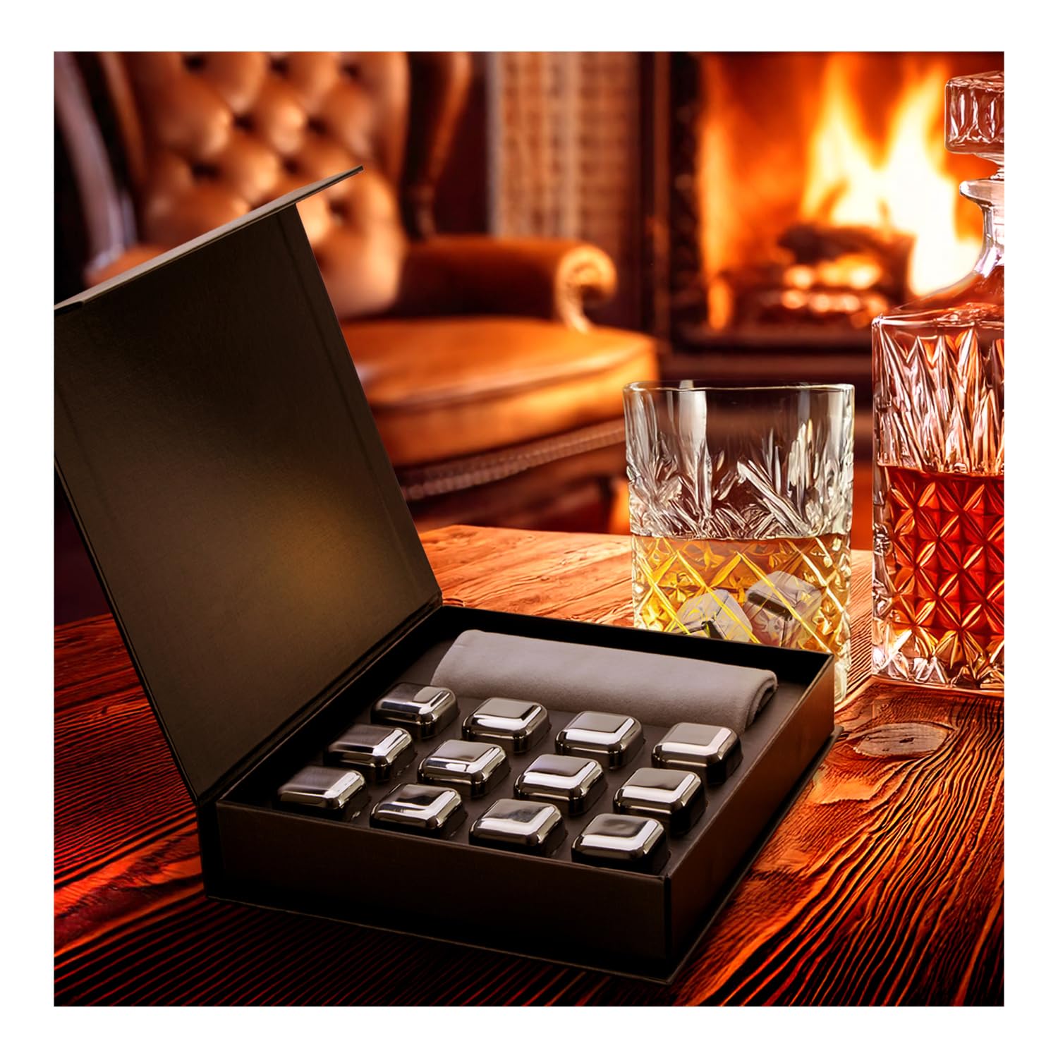 Cubetti Di Ghiaccio In Acciaio Inox COM-FOUR® - 8 Pezzi Lavabili | Per Drink Freddi Senza Diluire Il Sapore - Foto 4