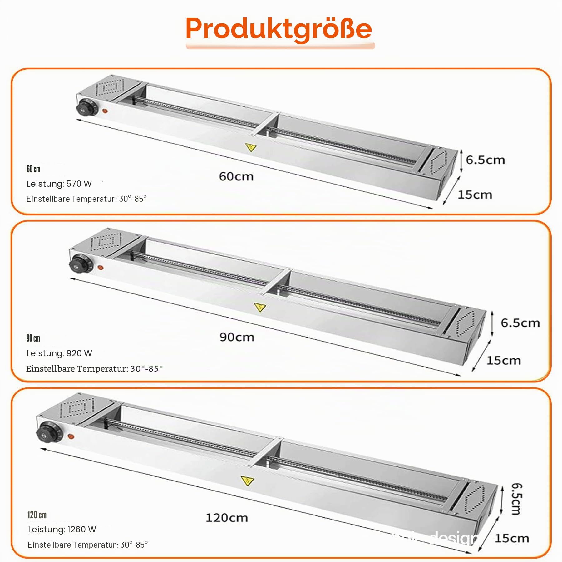 Wärmelampe Küche Gastro, Edelstahl Hängende Speisenwärmer Lampe (60CM) | Kommerziell Lebensmittel Wärmelampe für Buffet und Hotels, Einstellbarer Temperatur 30-85℃