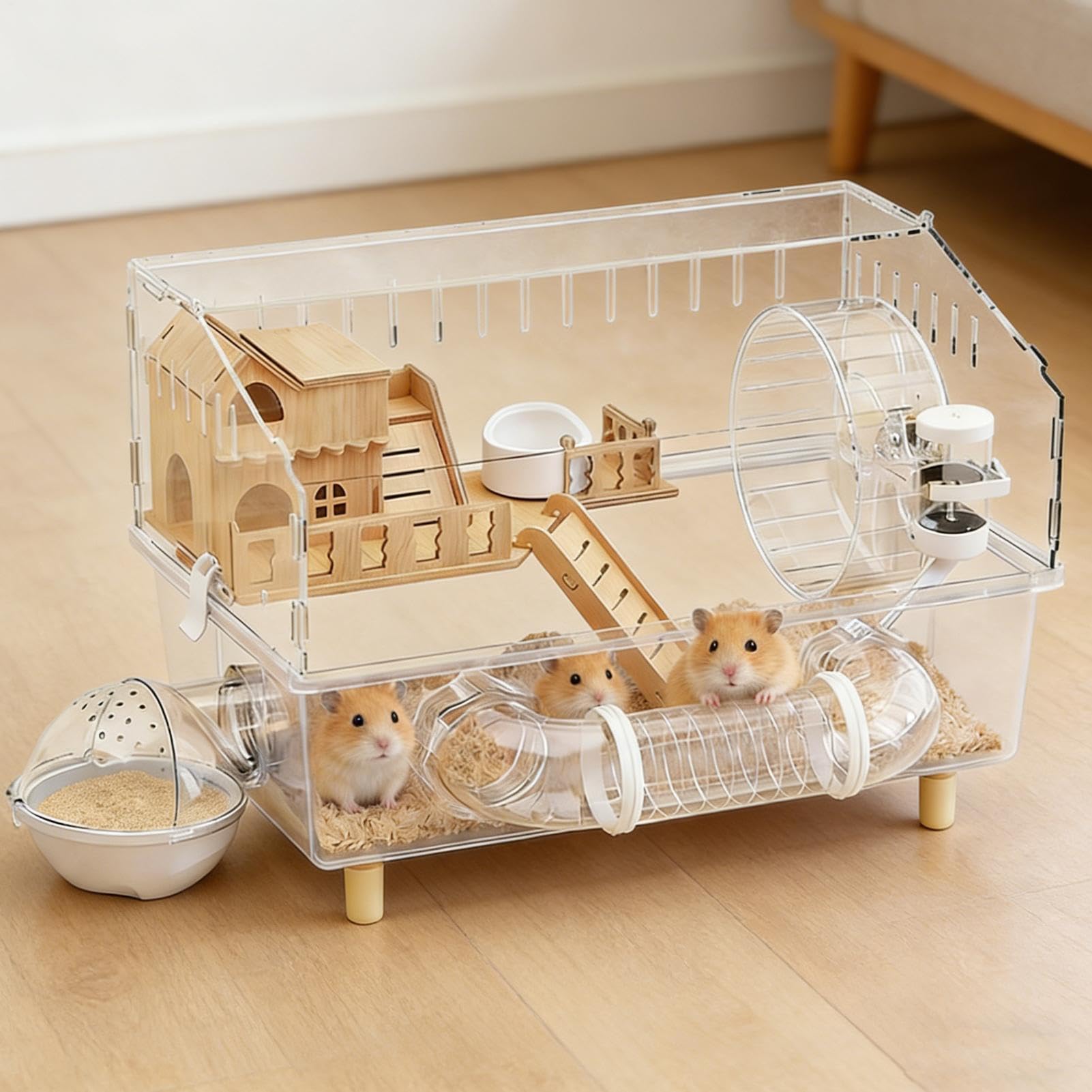 Hábitat para Hámster Hábitat Acrílico para Pequeñas Mascotas | Para Chinchilla Animales Pequeños Actividad Descanso Sueño Juego