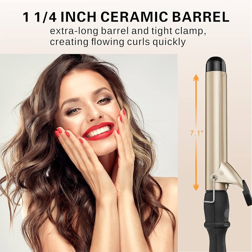 Curling Iron 1 1/4 Inch Hair Curler-Instant Heat Curling