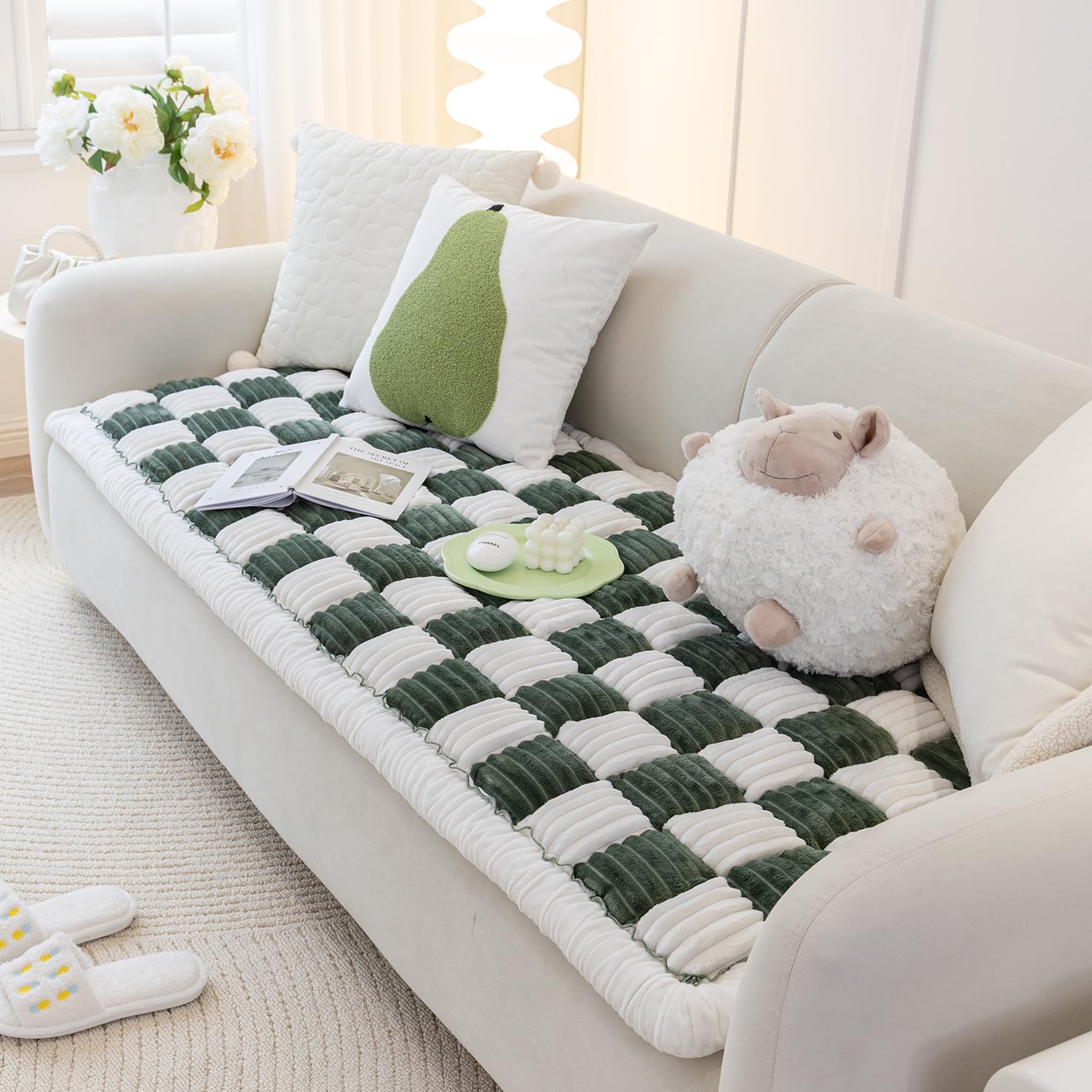 HOMEREFROM Dog Couch Cover Protector, Sofa Covers for Dogs Washable Pet Bed Couch Cover, Pet Friendly Sofa Covers for Large Dogs (Green, 60x160cm)