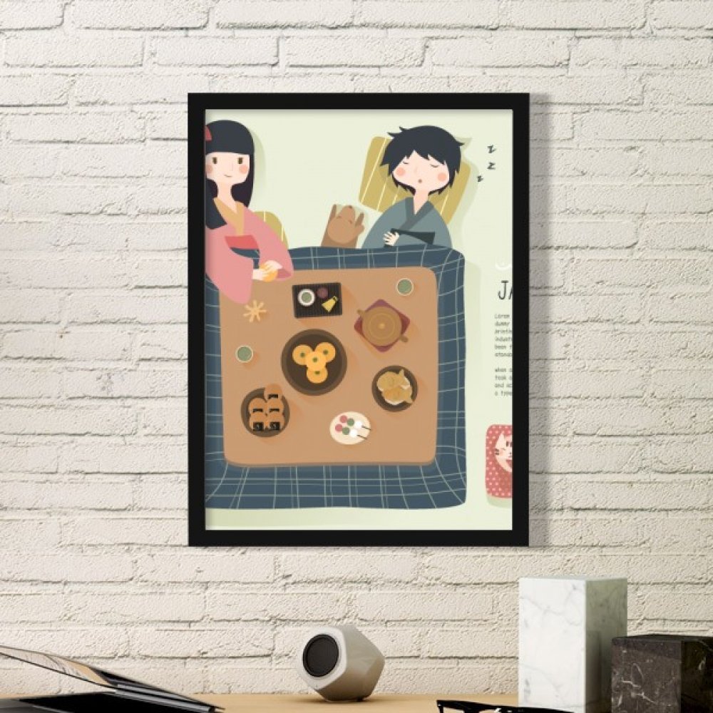 Pinturas de la Pared para Decorar Salón con Marco de Cuadros Negro de Cocina Japonesa