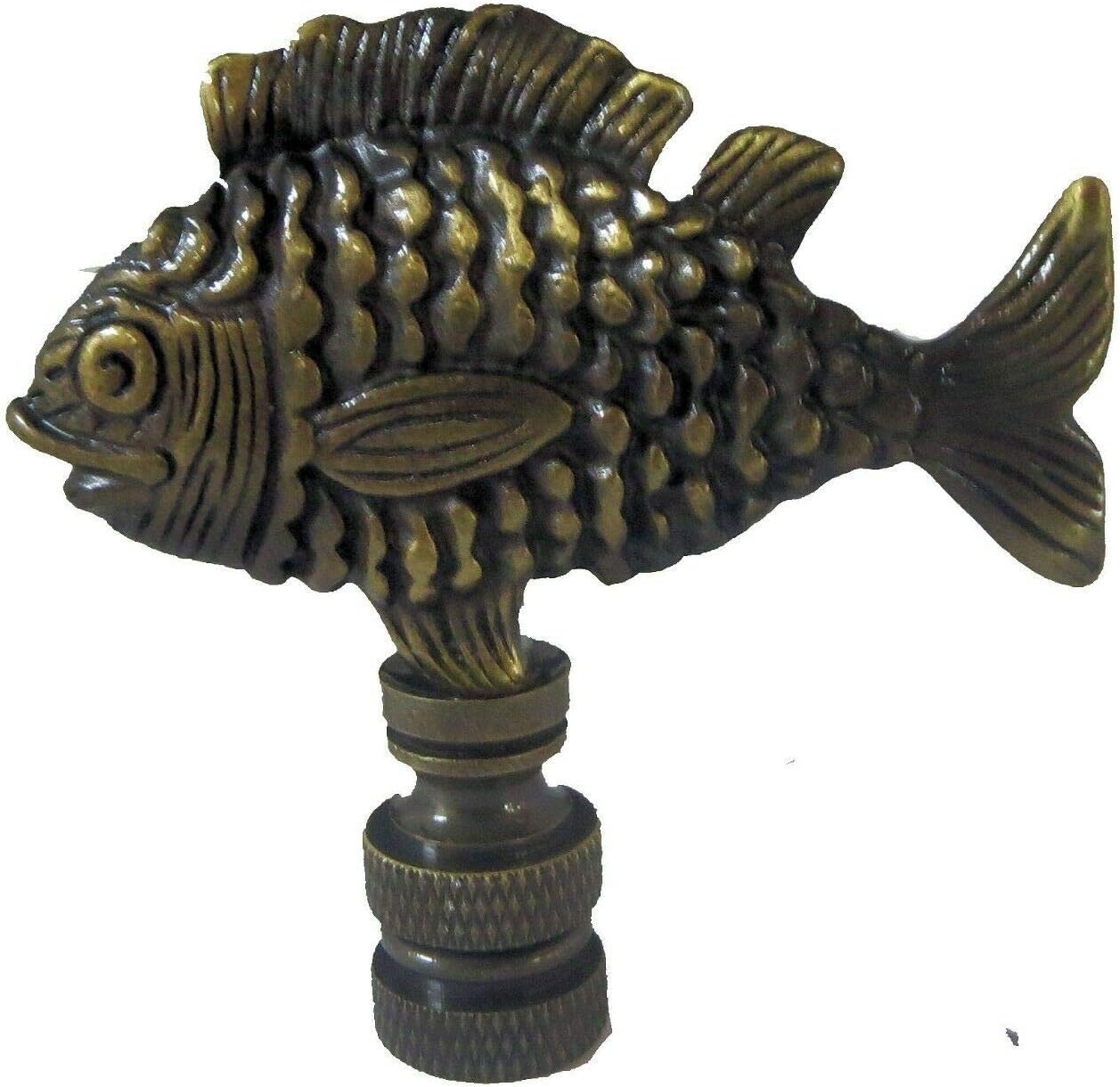 FISH LAMP SHADE FINIAL ANTIQUE BRASS (FINIAL THREAD) #39