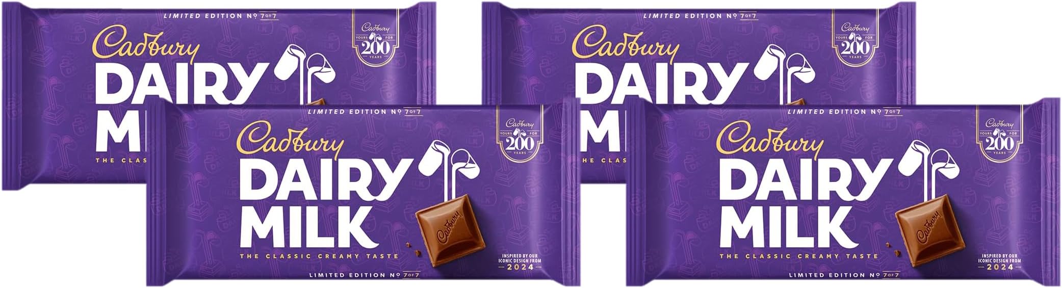 Dairy Milk Chocolate Bar, The Classic Creamy Taste of Smooth Milk Chocolate to Share, Gift or Snack, 180 g (Pack of 4)