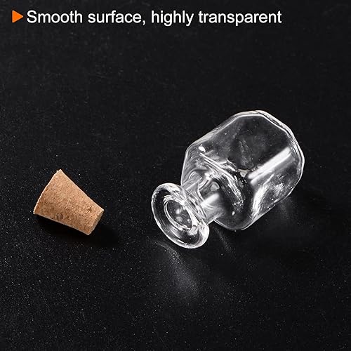 Miniatura 5 de HARFINGTON 20 mini botellas de vidrio con tapones de corcho, pequeños frascos de vidrio en forma cuadrada, pequeños frascos de vidrio transparentes