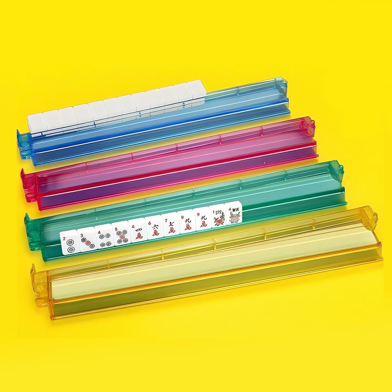 Mahjong Pusher Rack，Mahjong Racks with Pushers Set of 4,4 Colors Polystyrene Modern American Mahjong Tile Racks