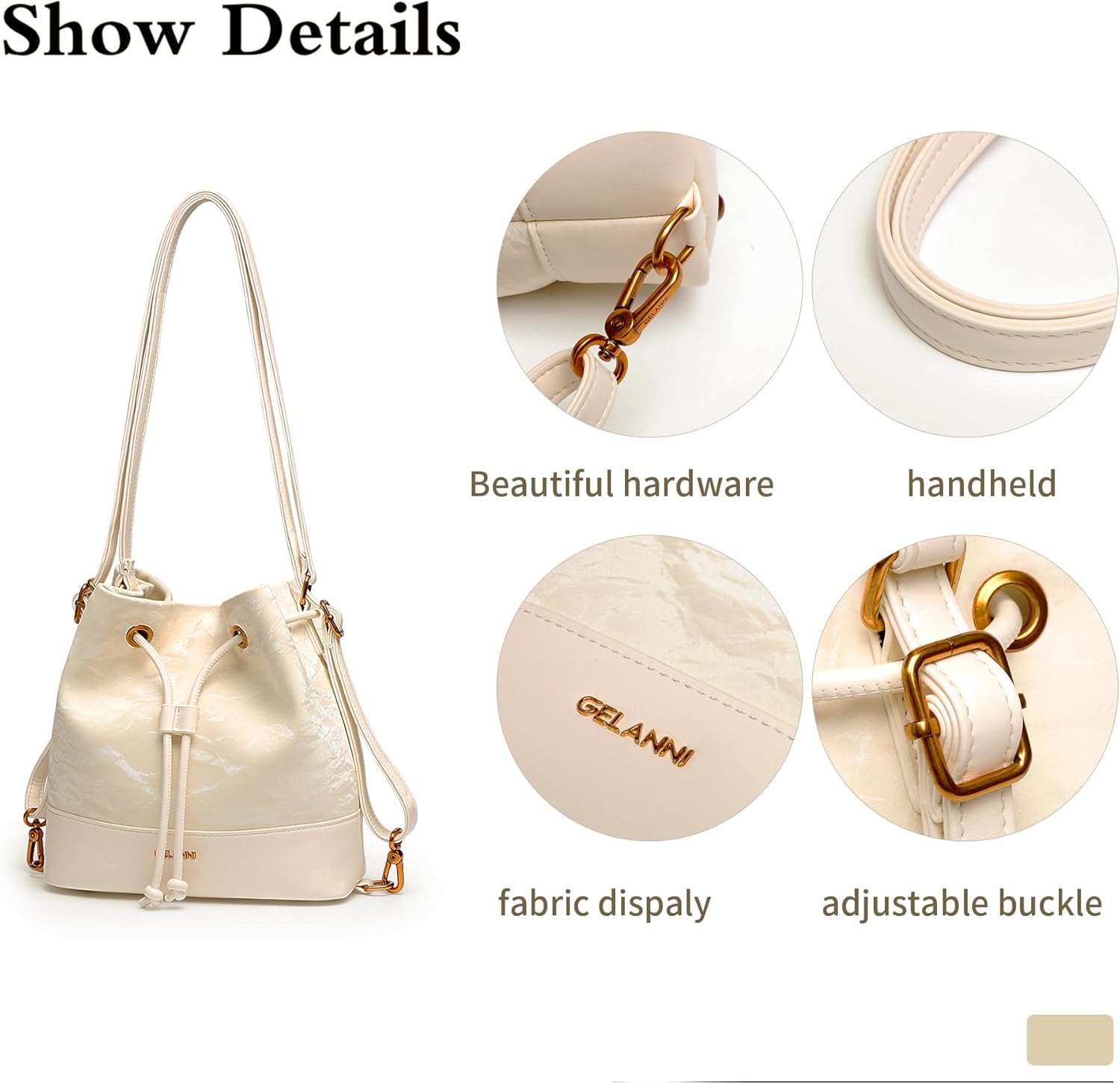 Hobo Bucket Bags for Women PU Leather Trendy Shoulder Purses Small Crossbody Bag with Adjustable Strap - Image 4