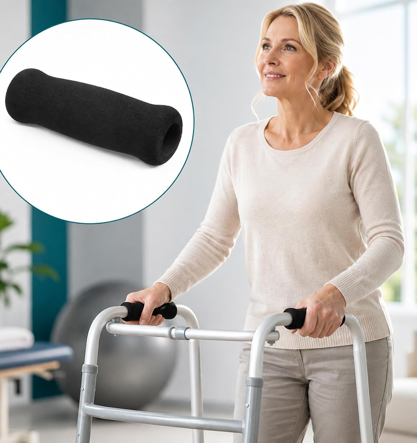 2 Pcs Cane Handle, Black Cane Handle Cushion Replacement for Offset Canes