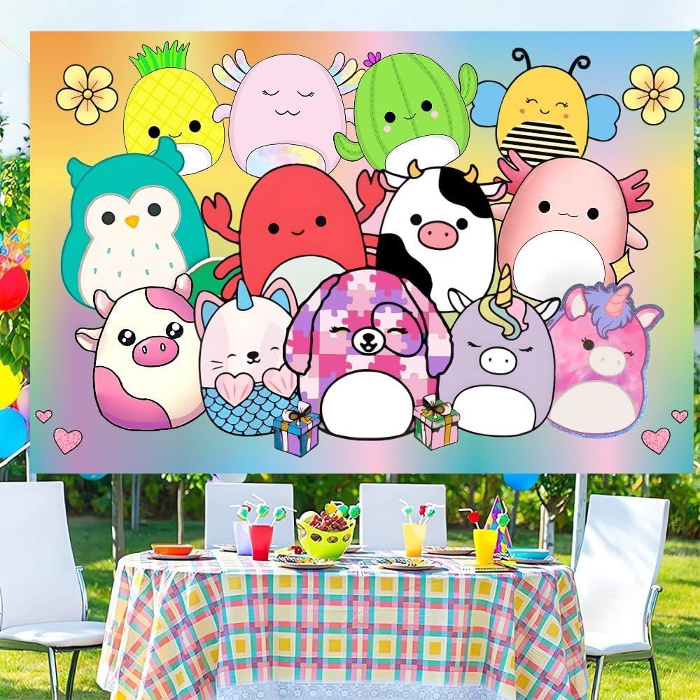 Cartoon Animal Background Birthday Banner Backdrop for Kids Birthday Party Supplies Decorations (5x3ft)