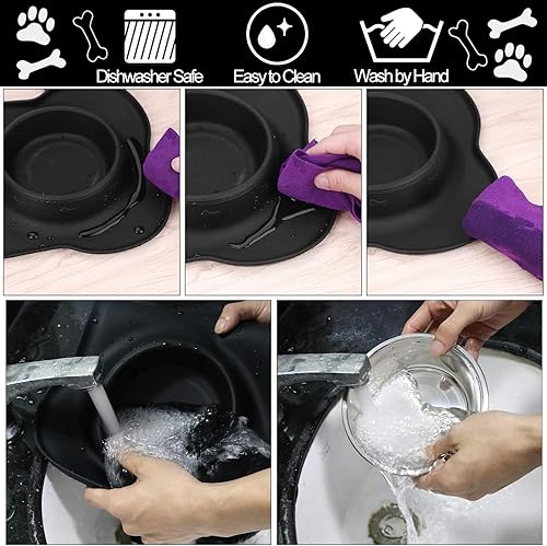 Miniatura 7 de AsFrost Cuencos para comida de perro de acero inoxidable Cuencos para mascotas y cuencos para agua de perro sin derrames ni deslizamiento, cuencos