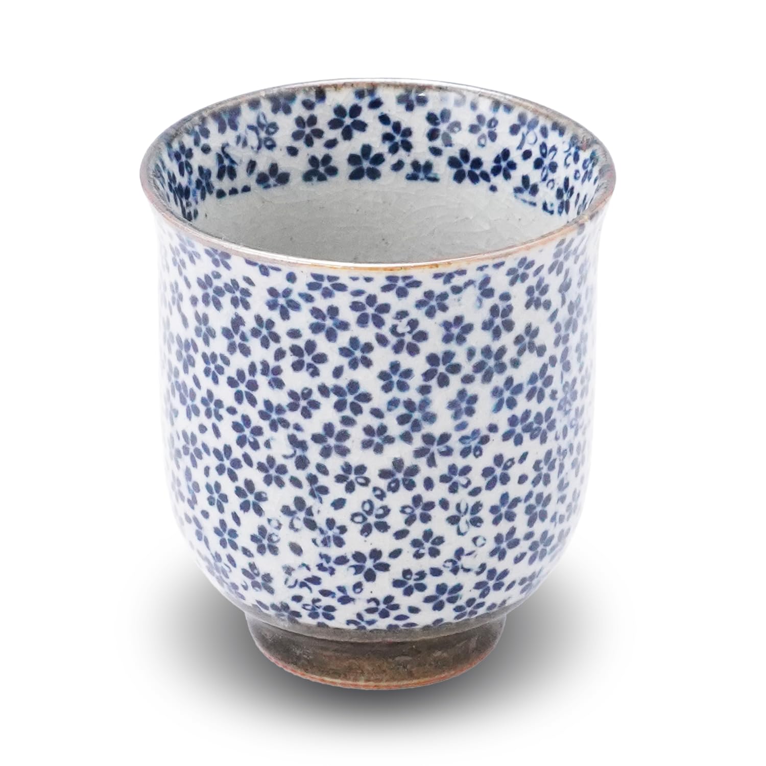 MINO WARE JAPANTraditional Japanese Sometsuke Teacup - Floral Pattern, 8 fl oz, Compact Ceramic Tea Cup for Daily Use and Gifts, Ideal for Tea Enthusiasts (Mountain Cherry Blossom)