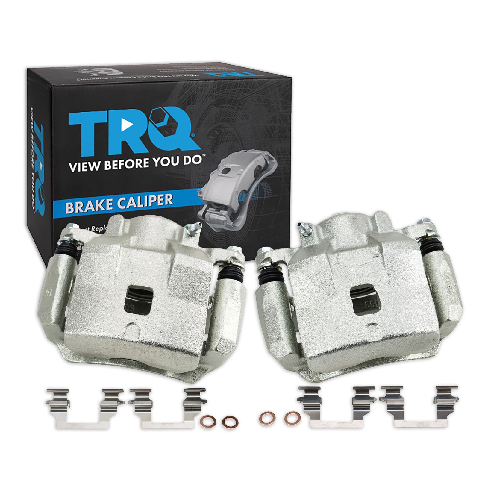 TRQ Front Driver and Passenger Side Brake Caliper Set Caliper Brackets