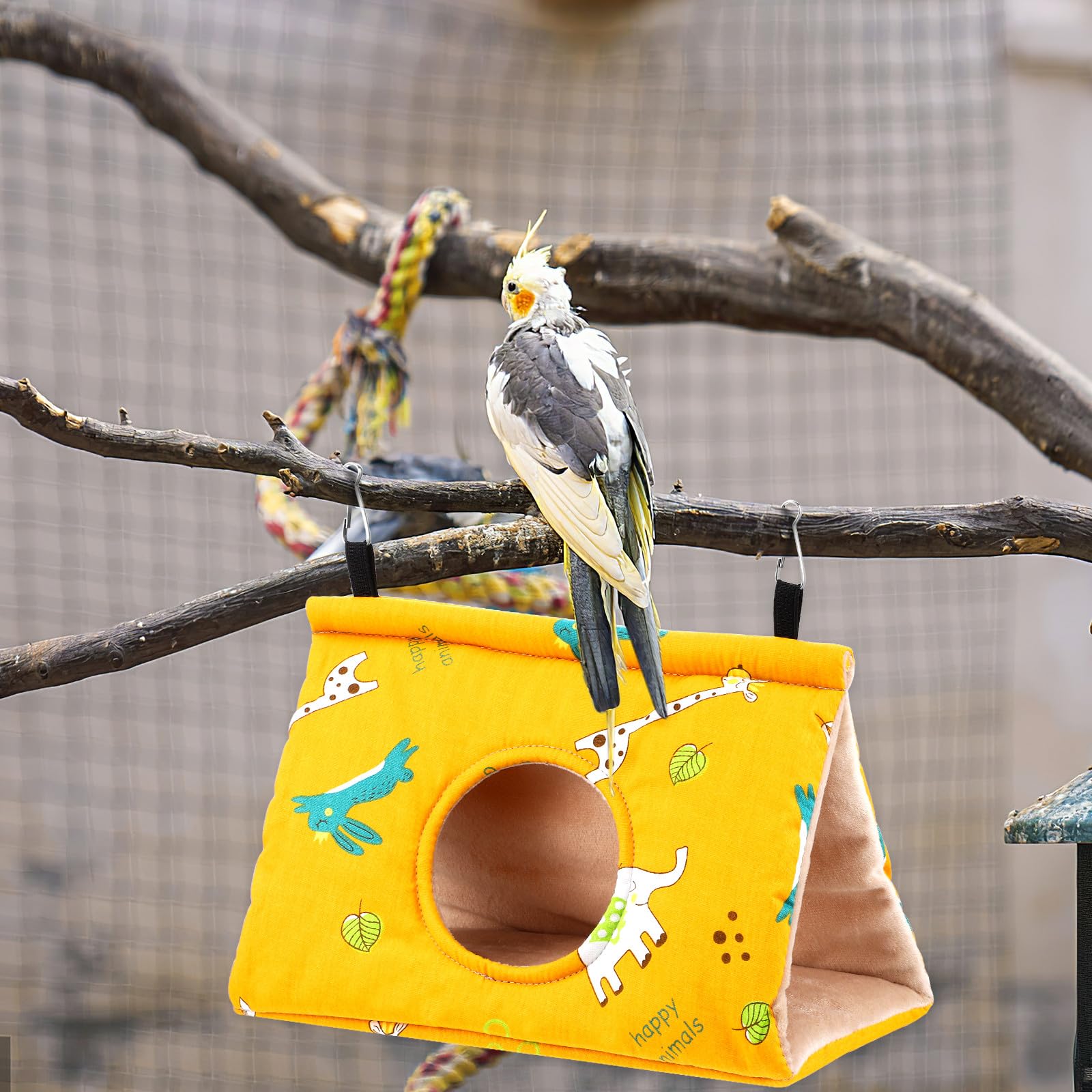 BETOOKY Nidos de Pájaros para Periquitos y Cacatúas, Casa Colgante Cálida de Forro Polar y Algodón, Instalación Colgante para Descanso y Juego de 2 Unidades