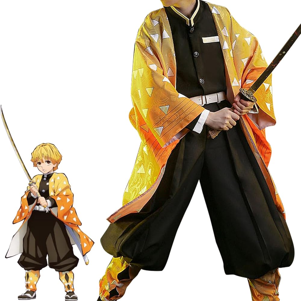 鬼滅の刃　我妻善逸　鬼殺隊　コスプレ衣裳 Amazon.co.jp: [DIROLVON] 我妻善逸 コスプレ 衣装 鬼殺隊隊服