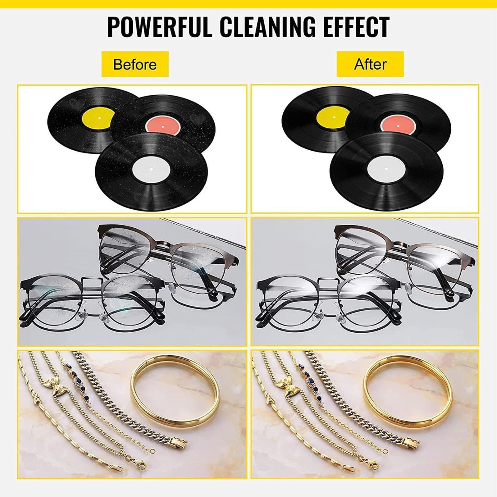 Pulitore a ultrasuoni Commerciale, Macchina da 6,5 l per Dischi in Vinile, Lava da 1 a 4 Dischi contemporaneamente, 40 kHz 180 W, Ideale per Dischi da 7 e 12 Pollici