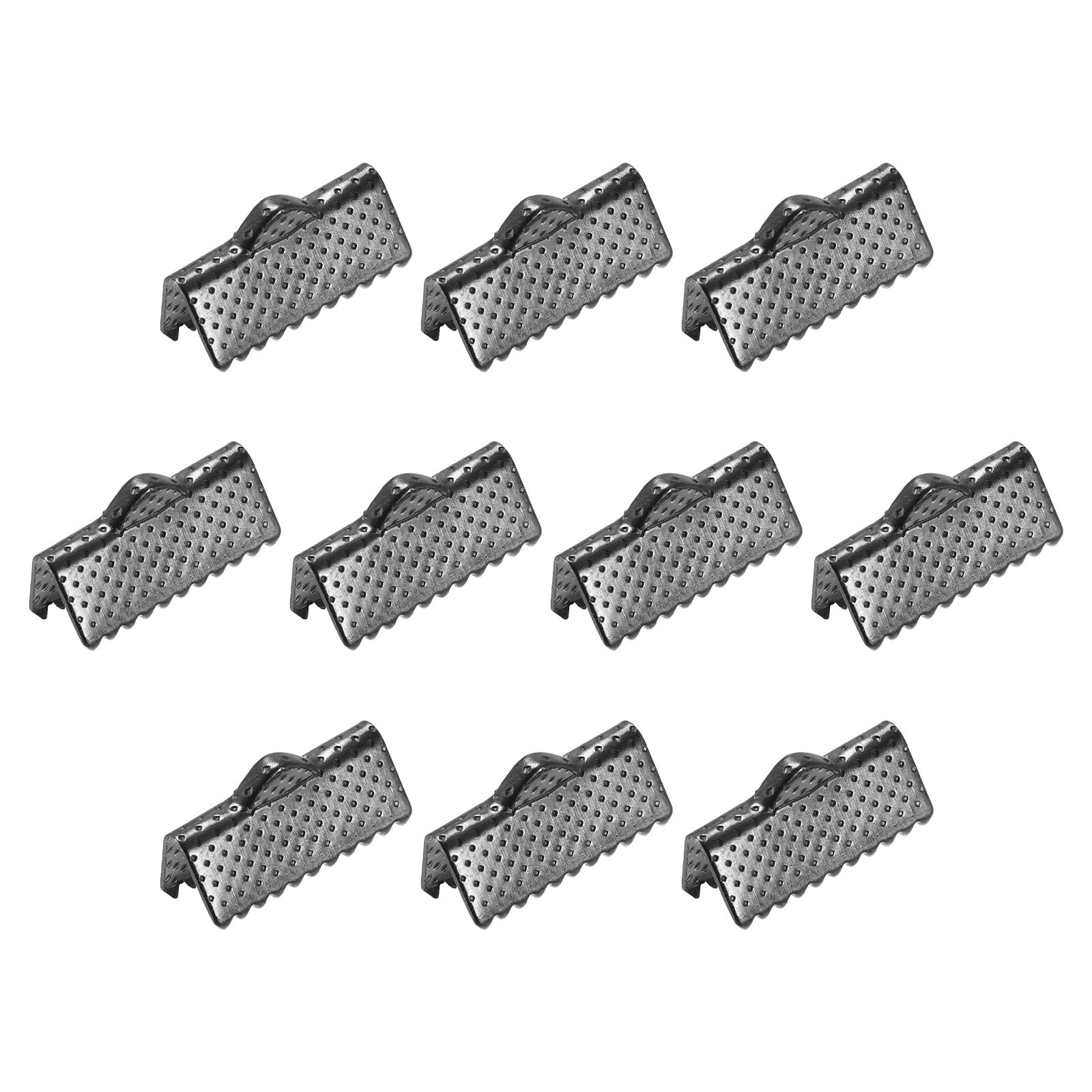 sourcing map 100Pcs Ribbon Crimp Clamp Ends, 16mm Bookmark Pinch Cord End Clasps for DIY Craft Making, Metallic Black