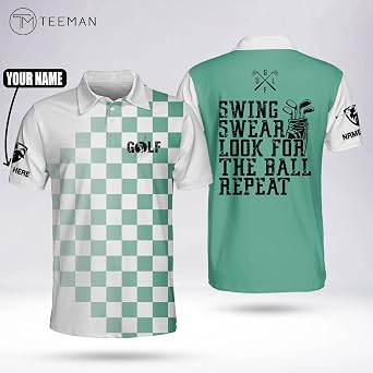 TEEMAN Personalized Funny Golf Polo Shirts, Short Sleeve Shirts for Dad, Crazy Golf Shirts for Men Dry Fit