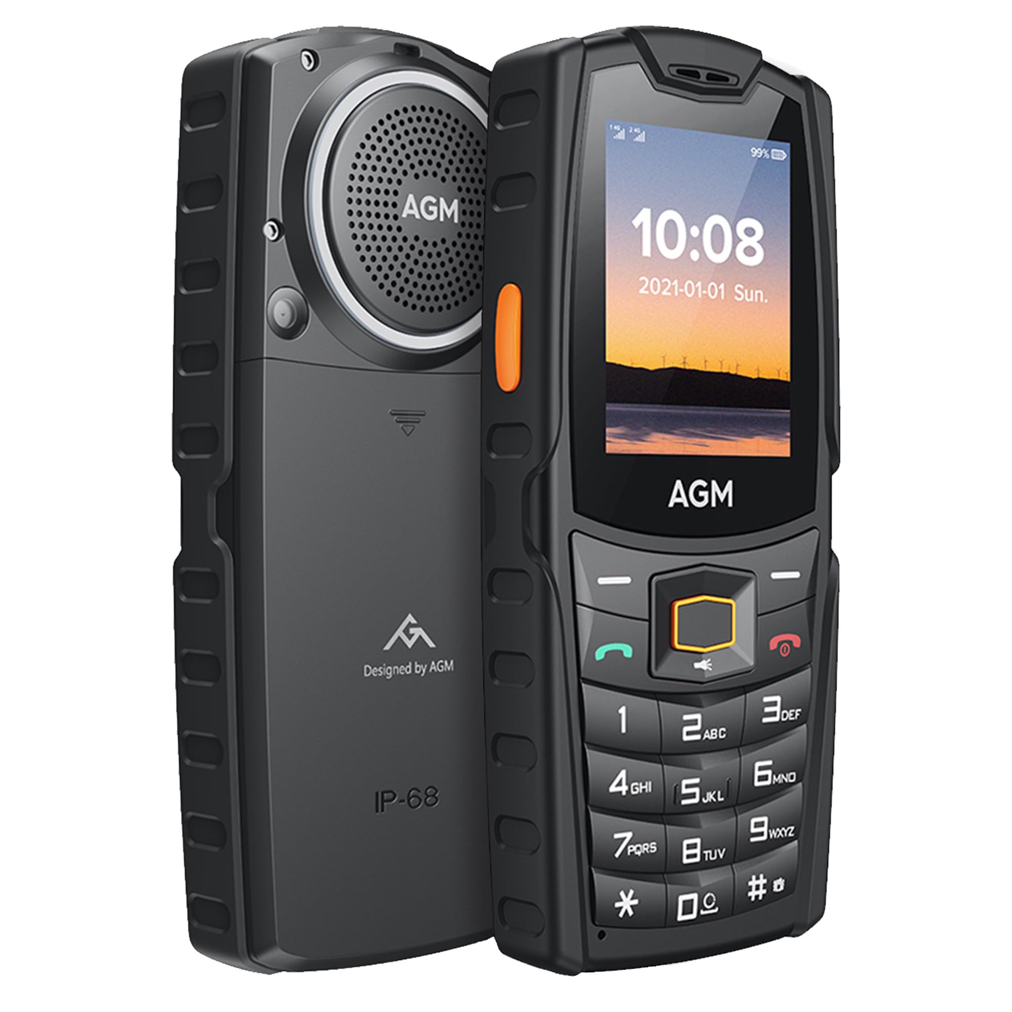 AGM M6 Feature Phone, 4G LTE Dual SIM Unlocked - T-Mobile Compatible, Large Button & Font, 109dB Speaker, IP68 Waterproof/Drop-Proof, Rugged Basic Cell Phone for Outdoors