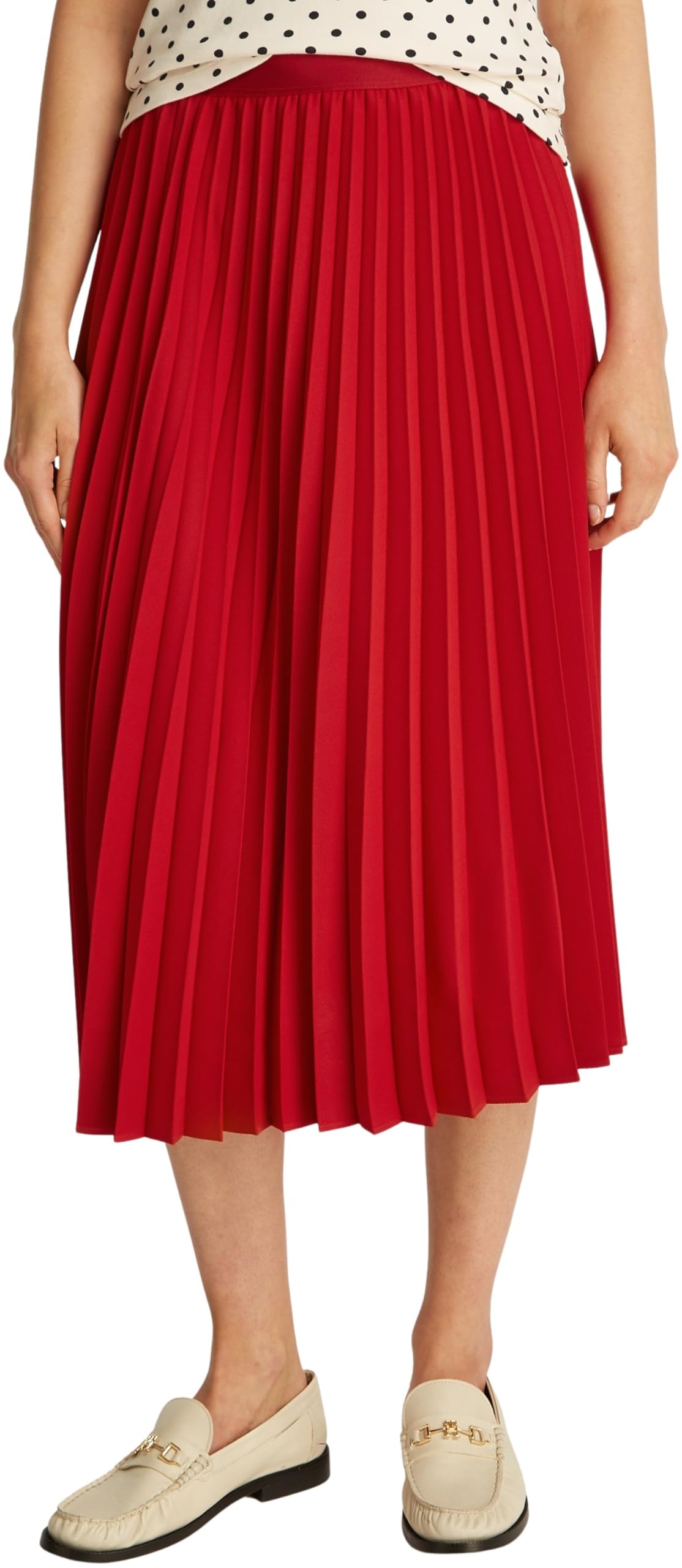 Tommy Hilfiger Damen Faltenrock Fluid Pleated Pull On Midi-Länge