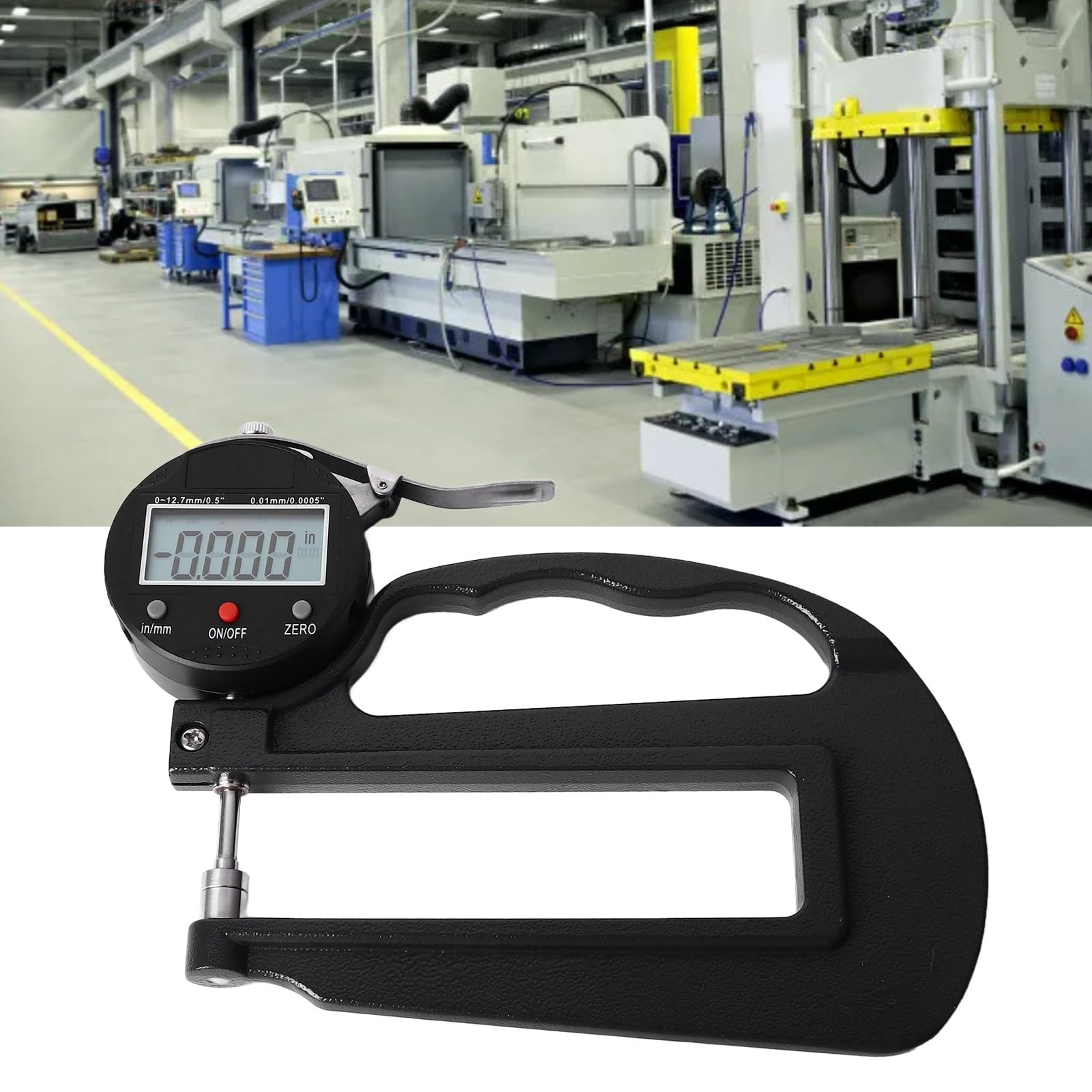 Medidor de Espesor Digital y Micrómetro Electrónico, 0-12,7 mm, Precisión 0,01 mm, Pantalla LCD