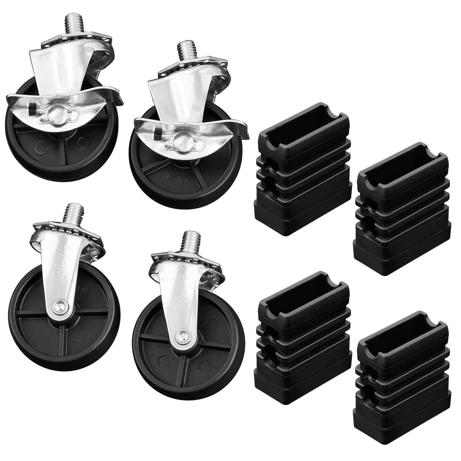 Caster Socket Wheels Replacement for Charbroil Caster Wheels G515-0082-W1 3" Locking Brakes Caster G408-0036-W1 1/2" Threaded Caster Socket Insert Kenmore Replacement Casters Wheel 4Pack