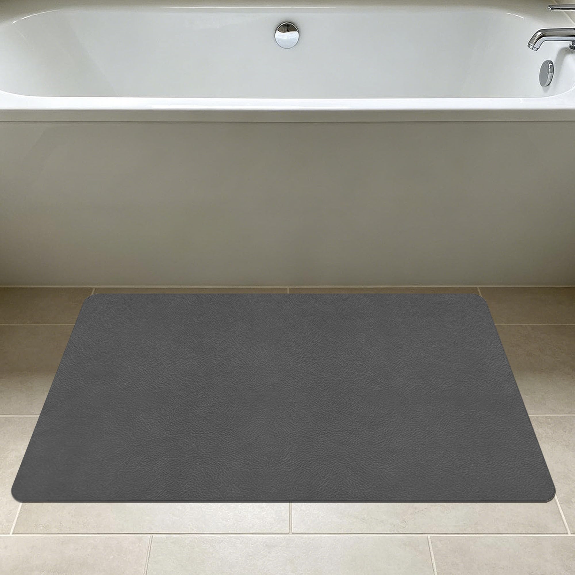 Tappeto Bagno Diatomite 50 x 120 cm Antiscivolo Tappetini da Bagno per Doccia Antimuffa per Pavimento Del Cucina, Piatti, Piante O Animali Domestici, Grigio Scuro