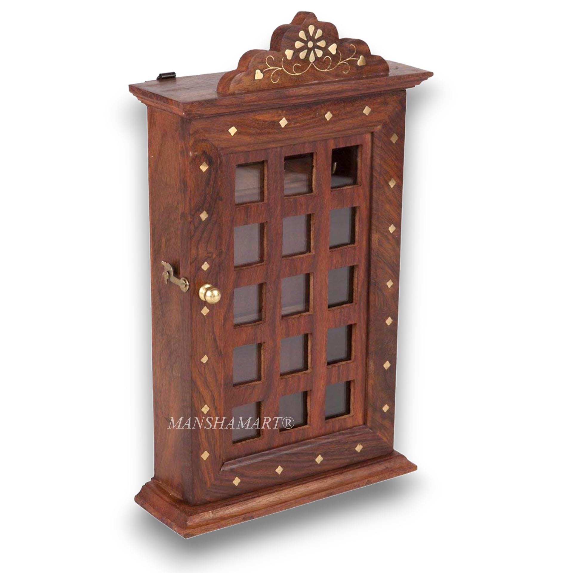 manshamart® wooden key holder wall hanging wooden key holder for wall key box key cabinet, key hooks wall mounted key hangers wood key rack with 6 key hooks for home office bedroom living room