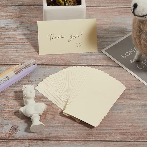 Miniatura 4 de Paquete de 100 tarjetas de papel grueso en blanco para invitaciones, tarjetas de felicitación, postales, fotos, papel grueso de 250 GSM (crema, 3 x