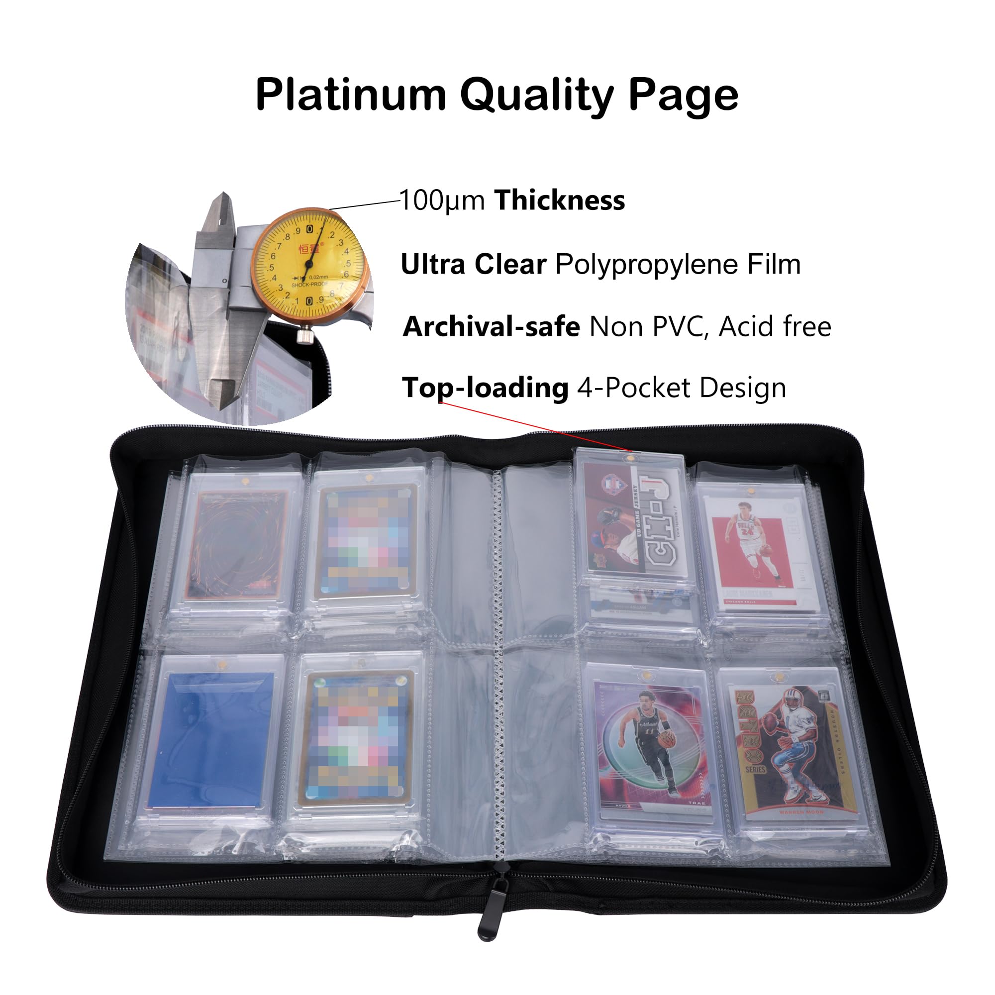 Rayvol 4-Pocket Binder for Magnetic Card Holder, Holds 40 35PT Cards, Black  : Amazon.ca: Toys & Games