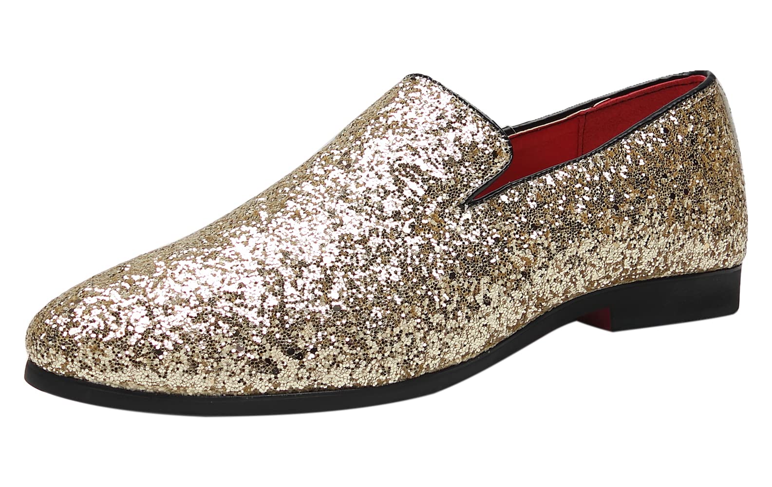 Santimon Mens Glitter Loafers Slip-On Dress Shoes – Sparkly Tuxedo & Suit Shoes for Weddings, Parties, and Formal Events