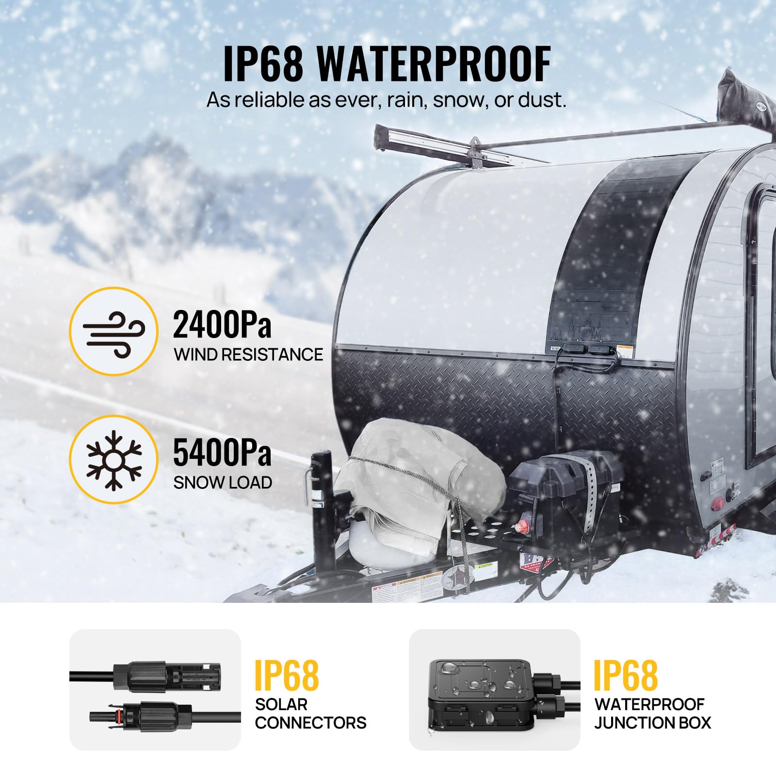 BougeRV Yuma 100W CIGS Solarpanel Flexibel 360° Flexible Solarmodule ETFE IP68 mit Klebeband Solarplatten für Wohnmobil Camping Garten Boot Yacht Auto Oberflächen balkonkraftwerk 24 Bypass-Dioden