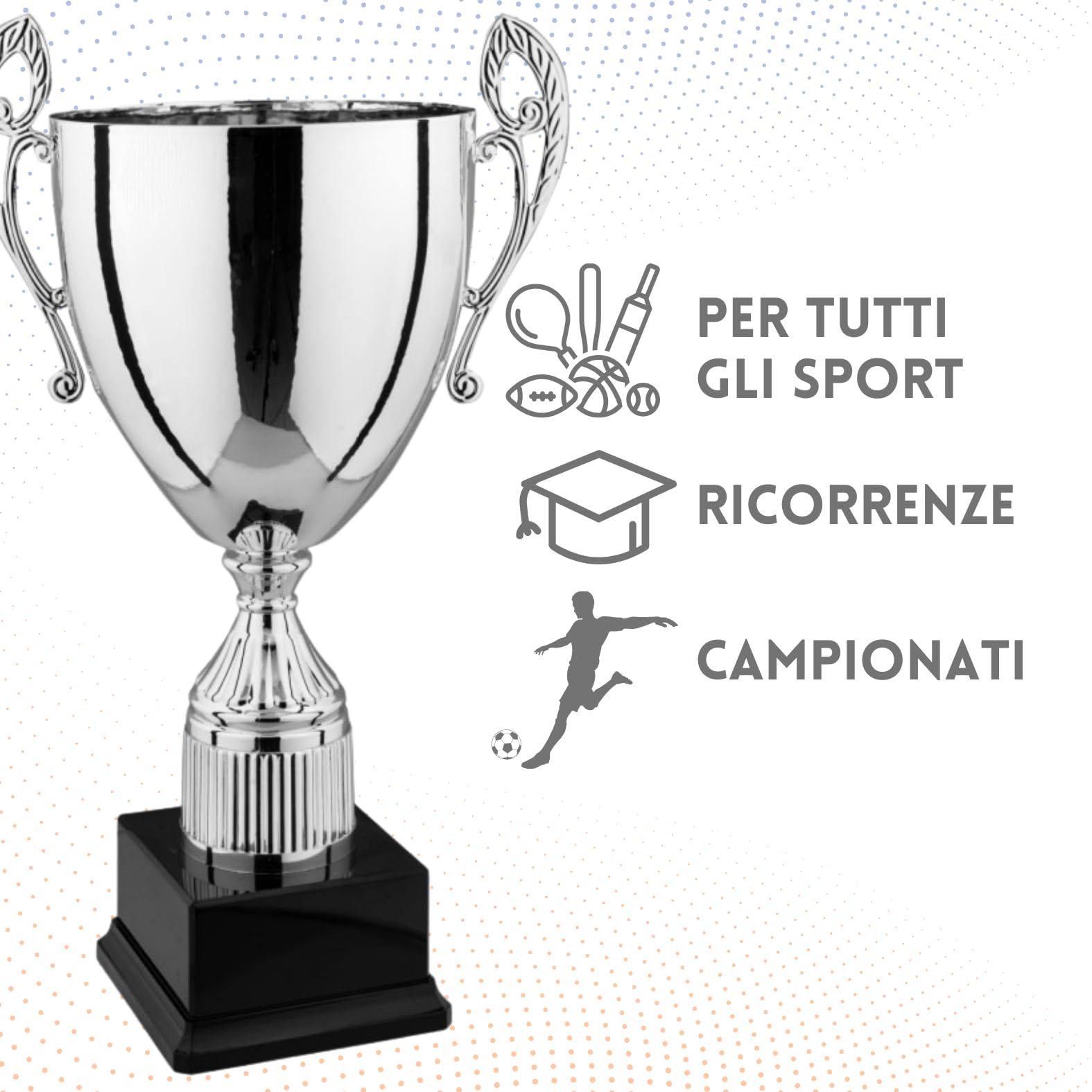 Coppa Trofeo Premiazioni Personalizzate Grandi Calcio, Fantacalcio, Tennis, Padel, Basket, Volley Premiazioni Sportive Eventi Riconoscimenti con Targhetta cod 3.209