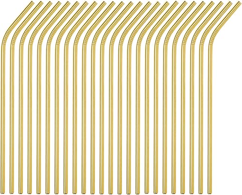 Miniatura 1 de Pajitas de metal de acero inoxidable, paquete de 50 pajitas reutilizables a granel de 8.5 pulgadas, color negro, todas las pajitas curvadas dobladas