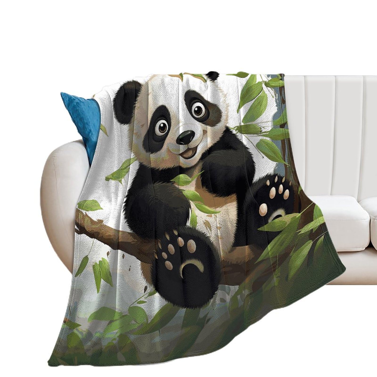 Plaid panda doux en microfibre pour vos soirées cocooning sur le canapé