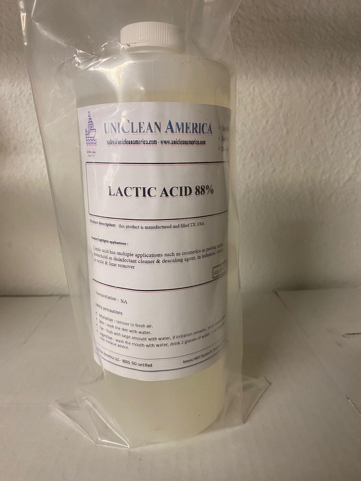 high Purity food grade Lactic Acid 88% - for industrial, cosmetics & household use - Made in Texas USA (32 fl oz)