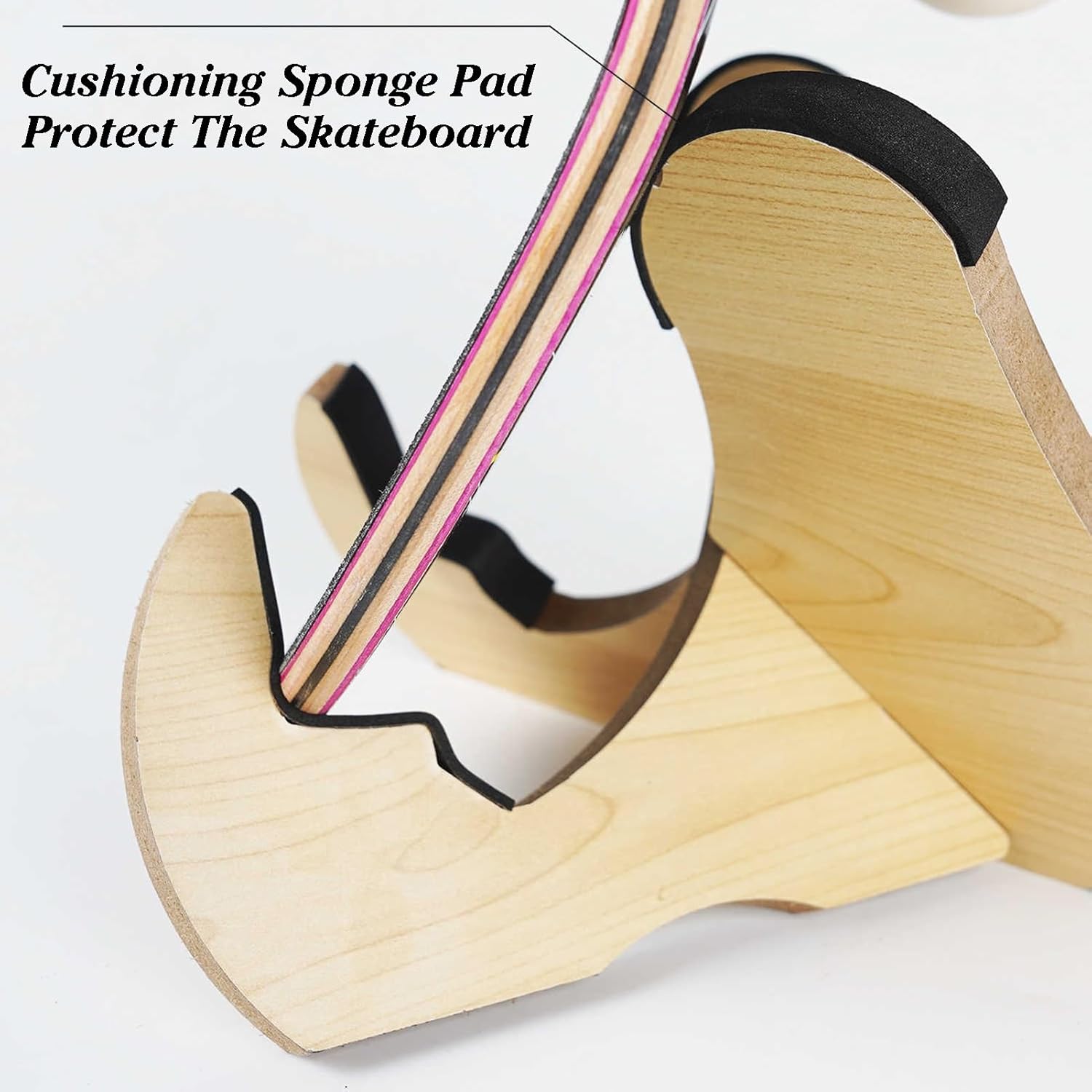 Skateboard Rack,Floor-Mounted Ski Racks,Wooden Skateboard Storage Rack,No Installation Required,for Home