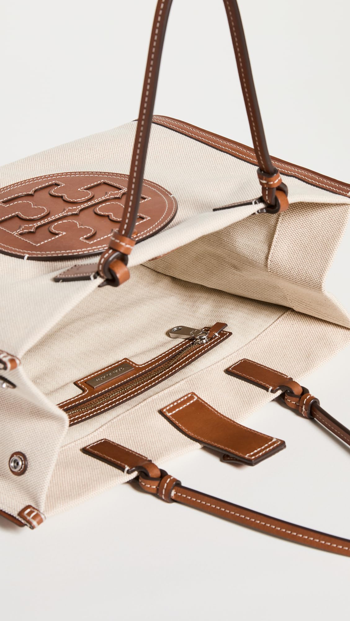 Tory Burch Women's Ella Canvas Small Tote, Natural/Clas | B2B