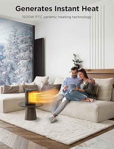 Miniatura 4 de Calentador de espacio pequeño de 1500 W, calentadores eléctricos para uso en interiores, calentador de cerámica PTC con termostato ajustable,