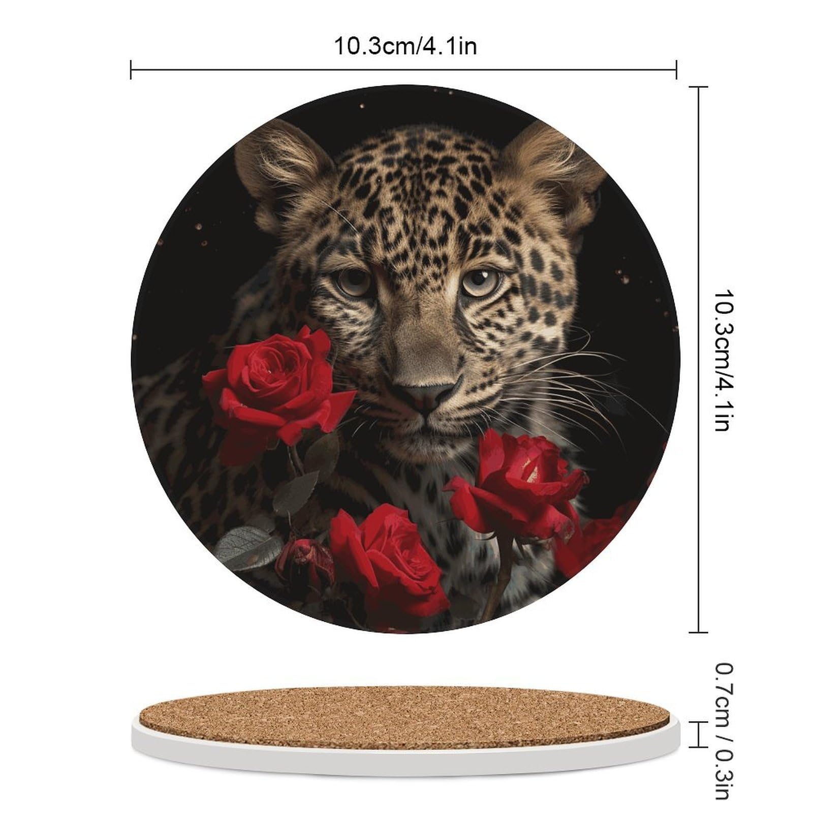 Sottobicchieri in ceramica con supporto per tavolino da caffè, con base in sughero, per bevande fredde o calde, 10 cm